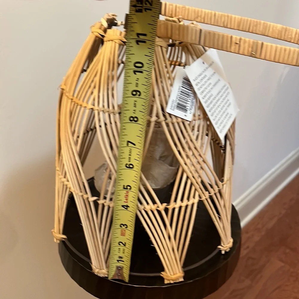 Woven Rattan Lantern with Glass Chimney / NWT